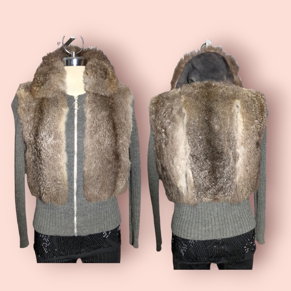 VINTAGE Luxury Real Faux Fur & Knit Jacket Size M. - Picture 15 of 16